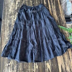 WILFRED ARITZIA - Black Linen Maxi Skirt – Size MEDIUM